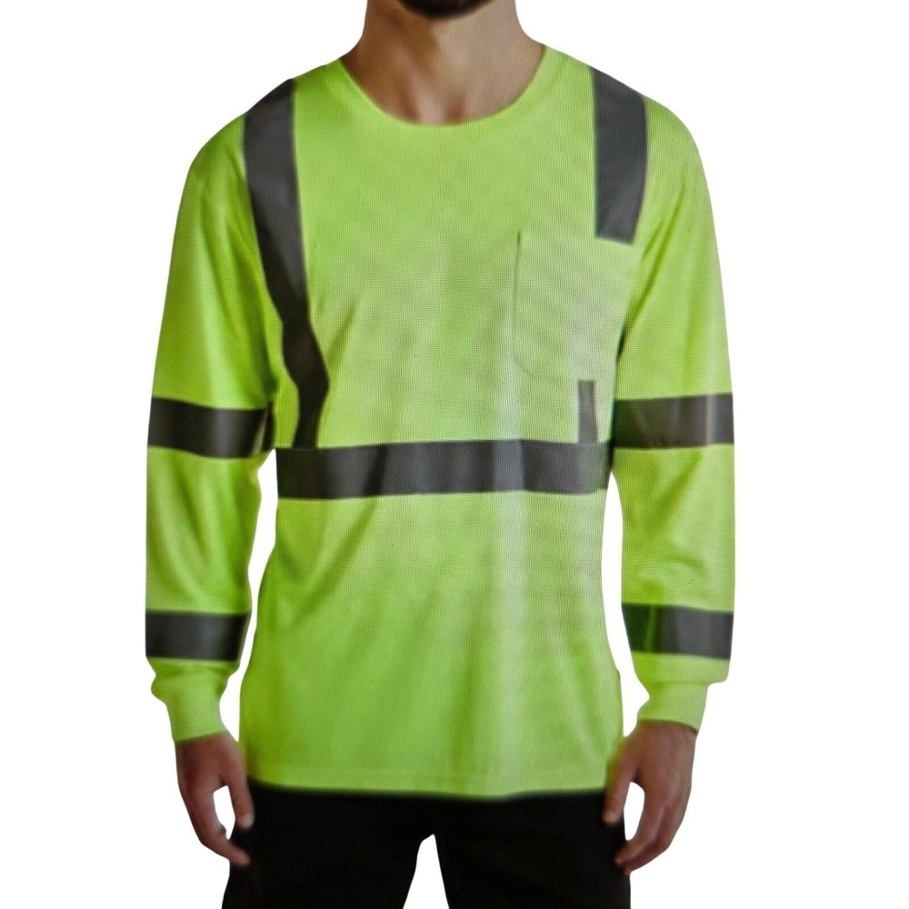 Bass‎ Creek Hi Vis Long Sleeve Reflective Safety Tee 2 Pack XXL NEW Neon Yellow